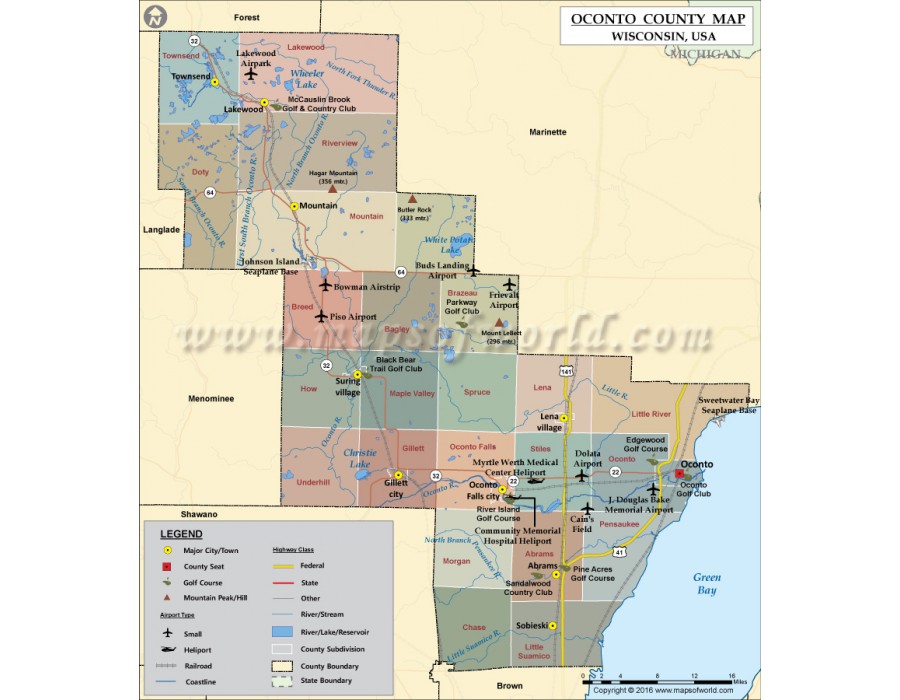 Buy Oconto County Map